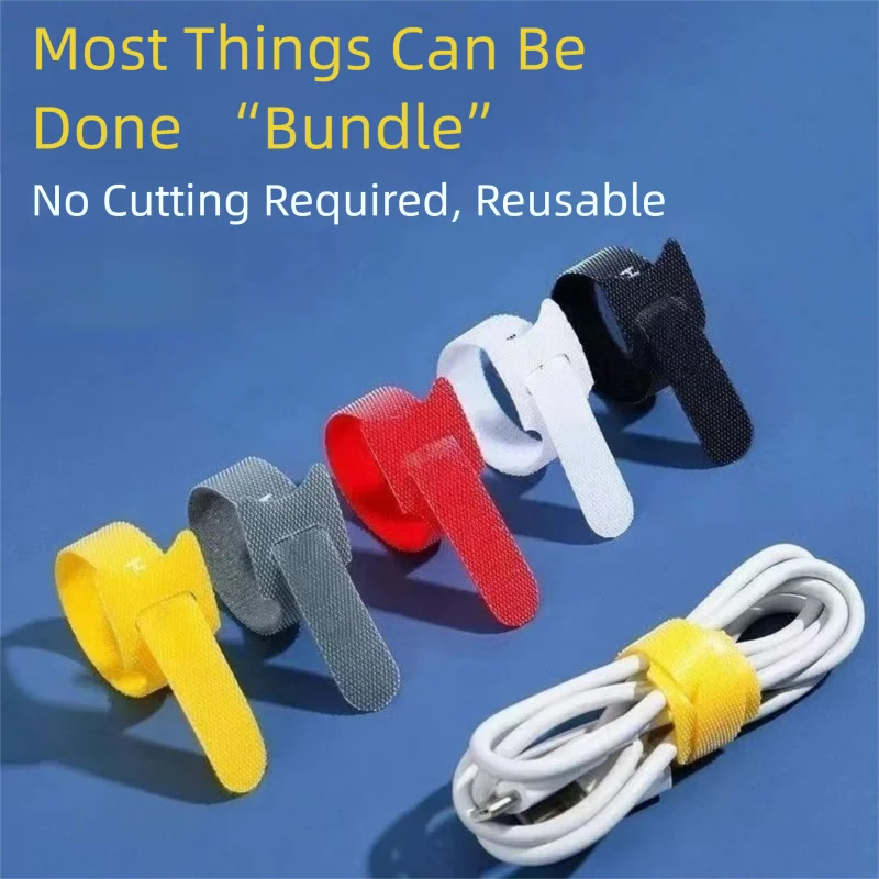 Velcro Hook Loop - カット不要の再利用可能なケーブルオーガナイザー フックアンドループタイ ベルクロ 多目的コードオーガナイザー 卓上/ワイヤー仕上げ用