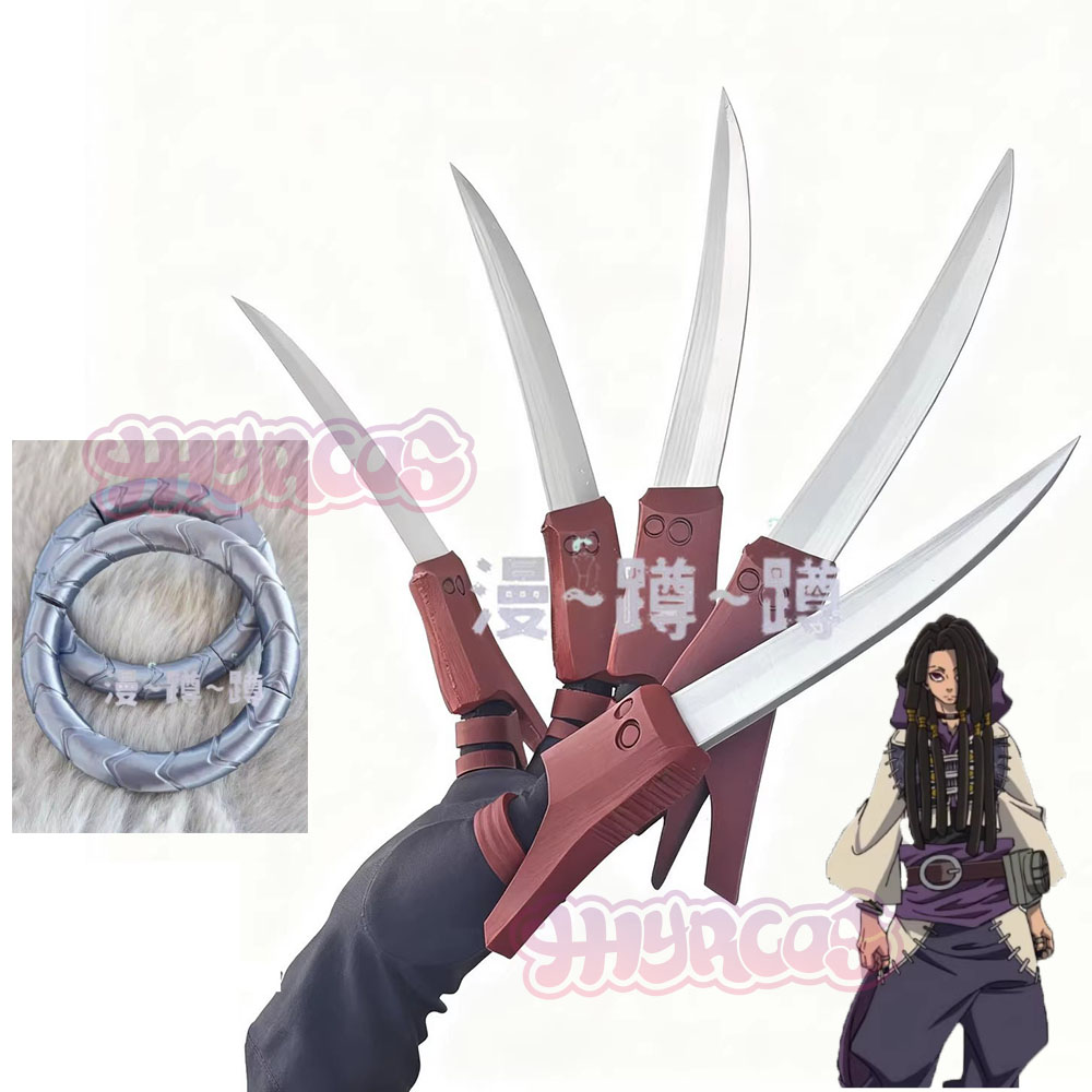 Cosplay Prop 3D Print - Gachiakuta ジャバーウォンガーコスプレ小道具 3D 印刷シルバーブレスレットリング爪アクセサリーフルセットハロウィンパーティー大人用ウィッグ靴