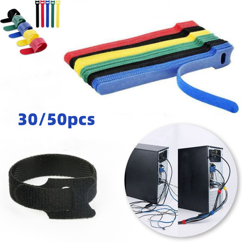 Velcro Hook Loop - ケーブル用ベルクロ ケーブルタイ フックとループ付きの再利用可能な固定ストラップ 携帯電話のケーブル保護用のケーブルを整理します