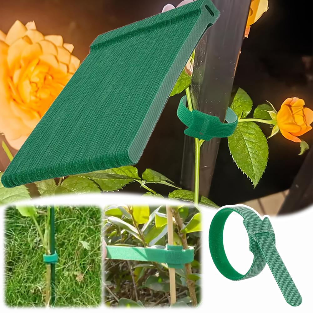 Velcro Hook Loop - 100個入り 再利用可能 調整可能 滑り止めナイロン製植物結束バンド フックアンドループ式調整可能なベルクロタイ 植物の支えに