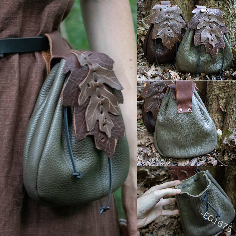 Cosplay Prop Pattern - 女性と男性のための中世のコスプレスーツ,アメリカの葉のパターン,緑のバッグ,サイクリング,戦士,海賊パーティーのアクセサリー