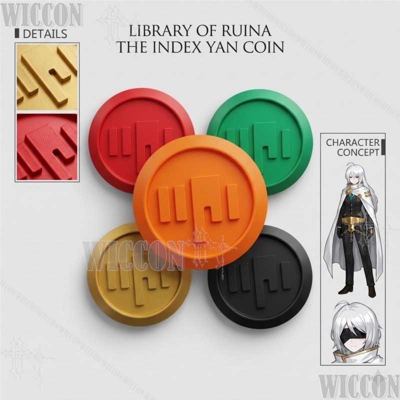 Cosplay Prop 3D Print - リブラ・オブ・ルイナ インデックス・ヤンコイン コスプレ小道具 ゲームキャラクターバッジ 3Dプリントエンブレムアクセサリー コミックコン