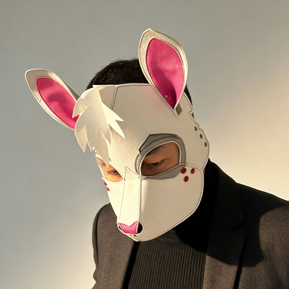 パンクウサギマスク ホワイトバニーパターン PUレザー 大人 - Cosplay Prop Pattern のレビューと価格