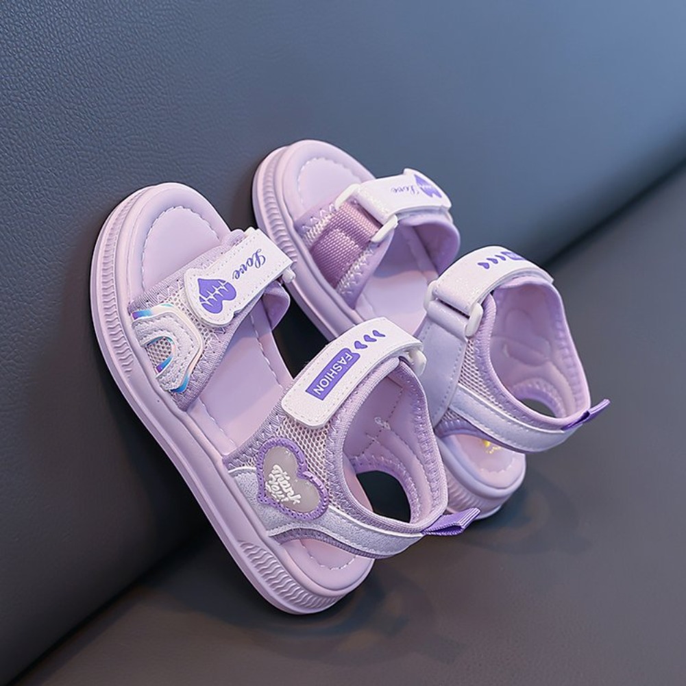 女の子用ハート型プリンセスサンダル、2026年春夏新作、ベル - Velcro Hook Loop のレビューと価格