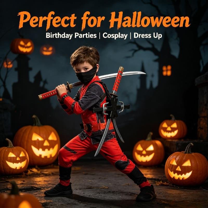 ハロウィン1:1忍者セット 子供用日本武士コスプレおもちゃ  - Cosplay Prop Knife のレビューと価格