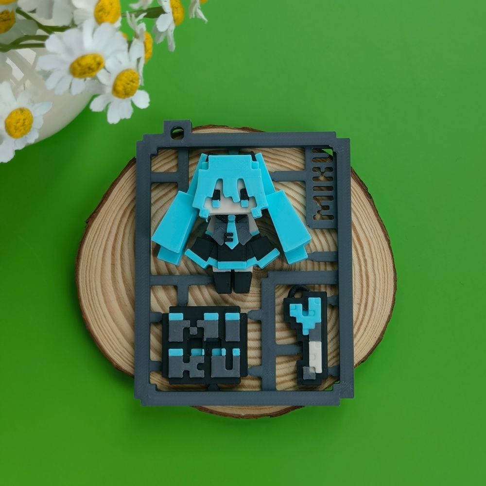 3Dプリント製のかわいいピクセル初音ミク半完成モデル、台座付 - Cosplay Prop 3D Print のレビューと価格
