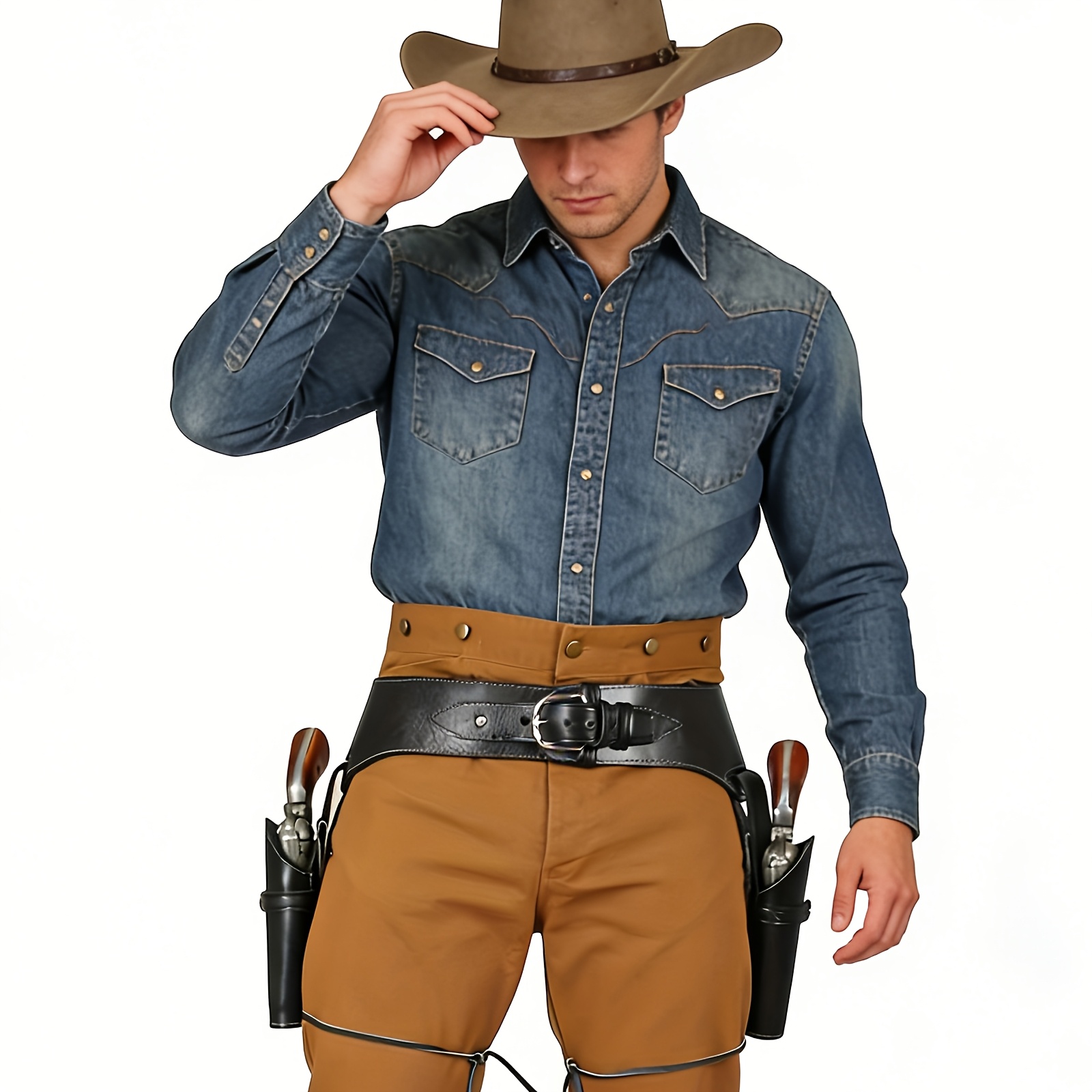 ヴィンテージ風ウェストカウボーイ太ももホルスター、ベルト付き - Cosplay Prop Pistol のレビューと価格